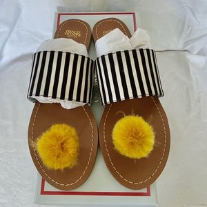 NIB - Frances Valentine "Clementine" Pom Pom Flat Sandals